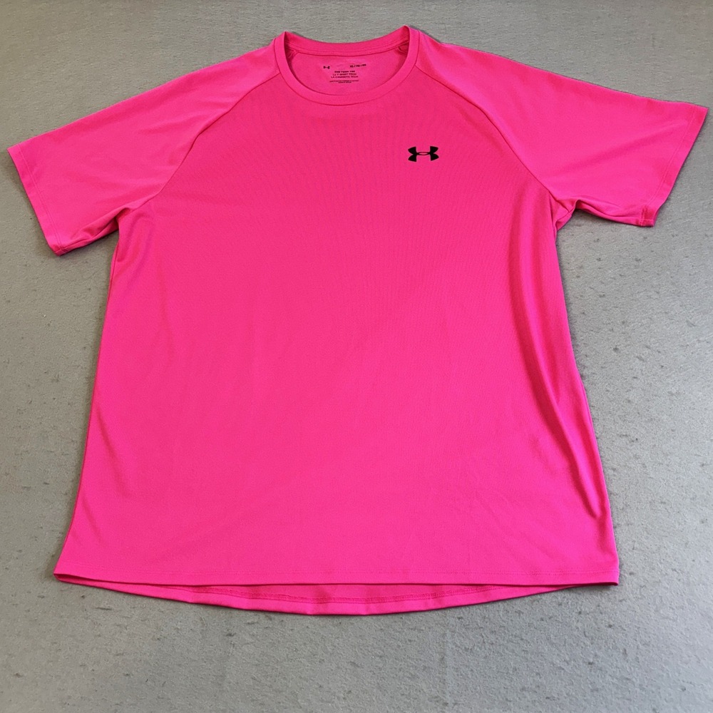 Under Armour Tech Tee Mens XL Hot Pink Short Sleeve Athletic Golf Shirt Casual